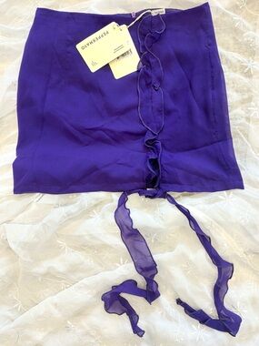 NWT PEPPERMAYO Purple Ruffle Tie-Front Mini Skirt